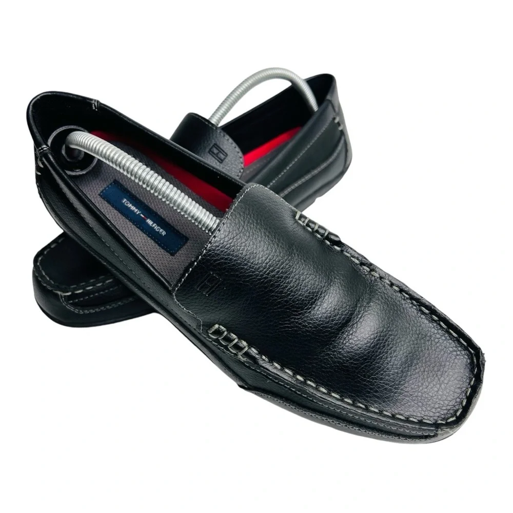 Tommy Hilfiger Men’s Dathan Black Vegan Leather Driving Slip On Loafers …